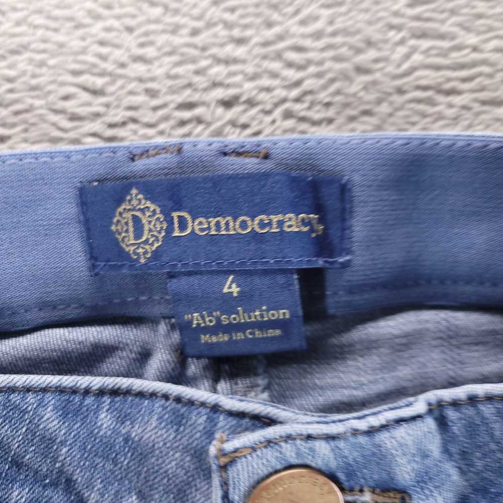 Democracy Jeans Womens 4 Blue High Rise Straight Cuffed Ab Solution Stretch - Picture 3 of 9